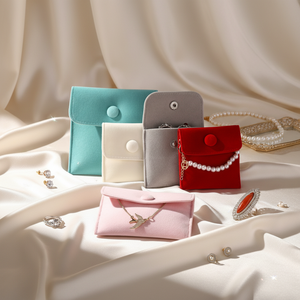 Pochette à bijoux en <span class=keywords><strong>velours</strong></span> doux avec bouton, anti-poussière, pour rangement d'ornements - Product Image 3