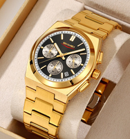 Jam tangan kuarsa pria mewah jam tangan tahan air besi tahan karat kaca safir kualitas tinggi Logo kustom jam tangan bisnis harga murah