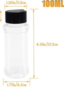 Wholesale 110ml Round PET Plastic Eco-Friendly Spice Powder <b>Bottle</b> with <b>Shaker</b> Lid Customizable for Pepper Salt Spice Tools - Product Image 2