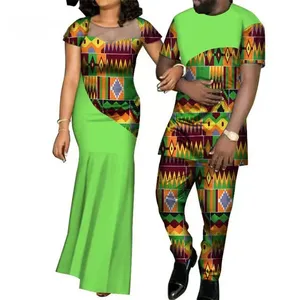 Tenues assorties sur mesure pour couples, Dashiki africain grande taille, chemises et pantalons pour hommes, ensembles pour femmes, vêtements de fête de mariage en coton - Product Image 6