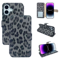 Casing Dompet Folio Kulit PU Motif Macan Tutul Liar Antik untuk Samsung Galaxy Slot Kartu ID Gesper Magnetik Penutup Flip Tahan Benturan