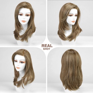 Long Straight Layered Lace Front <strong>Wig</strong> with Bangs Mixed Light Brown <strong>Monofilament</strong> <strong>Wigs</strong> for Women Daily Heat Resistant Futura Fiber - Product Image 5