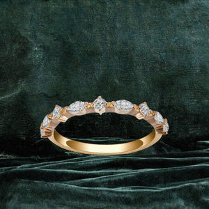 Anillo de Media Eternidad con Diamantes Marquise Minimalistas de Moda, Cultivados en Laboratorio, Certificados por IGI, Plata 925, Oro 10K/14K, Engaste de Puntas, Unisex, para Boda - Product Image 3