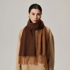 <strong>100</strong>% <strong>Wool</strong> Scarf for Women Long Autumn Winter High-end Double-sided Double-color <strong>Shawl</strong> - Product Image 2