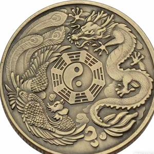 Drago e Fenice ti portano fortuna, regalo tradizionale da collezione, moneta commemorativa d'arte placcata in argento - Product Image 4