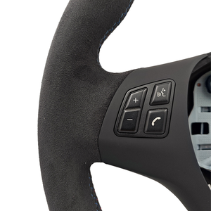 Volant de voiture en daim intégral avec bande supérieure rouge/bleue OEM pour BMW E90 E91 E92 E93 M3 E82 E81 E87 E88 E70 E71 - Product Image 3