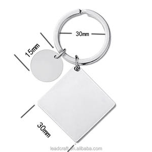 Portachiavi con cuore quadrato rotondo in metallo 2 lati in acciaio inox incisione portachiavi in metallo per regali - Product Image 5