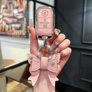 เคสกุญแจรถยนต์ TPU นุ่มแบบพรีเมียม สำหรับ KIA K3 KX3 Sportage <span class=keywords><strong>R</strong></span> GT KV7 พร้อมพวงกุญแจสีชมพู อุปกรณ์เสริมจากโรงงาน - Product Image 5