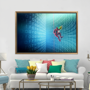 Matrix Code <b>Canvas</b> Print: Cyberpunk Wall Art - Printed Design,GOLD <b>FRAMED</b> <b>CANVAS</b> - Product Image 3