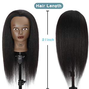Tête à Coiffer Mannequin Africaine Américaine en Cheveux Humains pour Entraînement au Tressage Coiffure Salon de Coiffure - Product Image 4