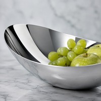 Corbeille à fruits asymétrique moderne et durable en acier inoxydable poli pour la décoration de table à manger à la maison, à l'hôtel ou lors de fêtes