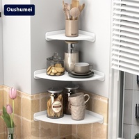 Étagère de rangement triangulaire en plastique sans perçage pour cuisine, multi-niveaux, murale, durable, pour épices, gain de place, d'angle