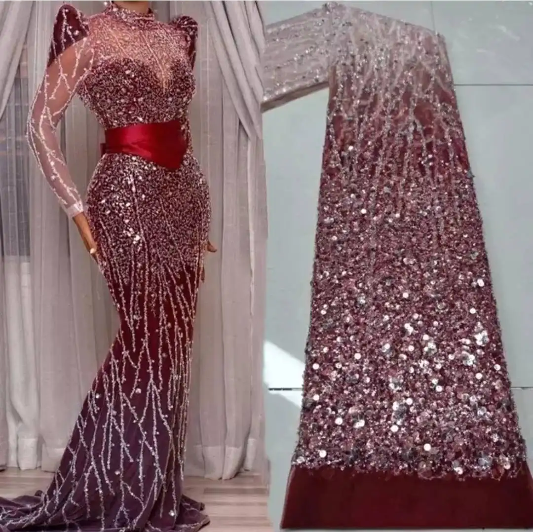 Đa Màu Chồng Chéo Đôi Sequin Trắng Ren Vải Thêu Ren Vải Cho Dresses Sequin Saree