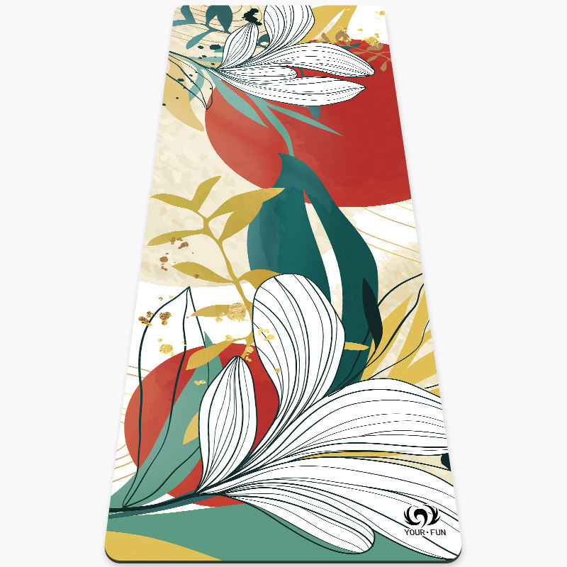 Tapis de yoga imprimé en couleur - Motif floral vintage éclatant