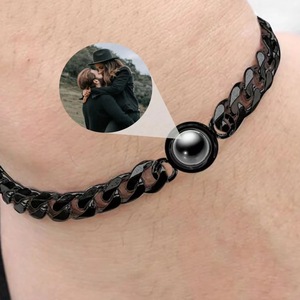Braccialetto fotografico di proiezione personalizzato nome personalizzato immagine catena cubana in acciaio inossidabile bracciali in <span class=keywords><strong>oro</strong></span> 18 carati per ragazzo - Product Image 3