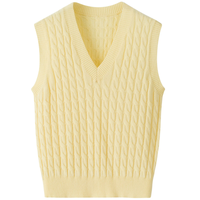 Gilet en cachemire pur à 100 % pour femme, tricoté en maille torsadée, sans manches, col en V, idéal pour la superposition