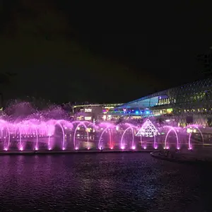 Miễn Phí Thiết Kế Mới Hồ Bơi Ngoài Trời Đa Phương Tiện Âm Nhạc Dancing Water Fountain Show Với Đèn LED RGB
