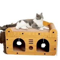 Griffoir pour chat double couche, résistant à l'usure et anti-déchirures, multifonctionnel, avec canapé intégré et maison pour chat en carton ondulé