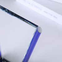 Vente directe d'usine, plaque de récompense en cristal gravé, plaque de récompense en cristal gravé bleu clair avec base noire