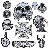 Patch brodé à la machine en polyester, motif Tête de mort, Doigt, Fantôme, pour accessoires vestimentaires, Fourniture transfrontalière