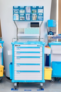 Medical Intelligent Anesthesia <strong>Trolley</strong> with 10 Tilt Bins and 5 Drawers Hospital Emergency Crash Cart for Anesthesiologist - Product Image 6