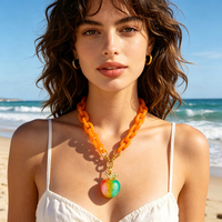 Nouveau design : Collier chaîne avec pendentif pomme sept couleurs, couleur bonbon brillante, style bohème exagéré, accessoires de vacances à la plage