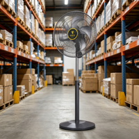 Ventilatore a piantana commerciale da esterno da 14/12 pollici con motore in rame puro, 6 pale, rete di sicurezza rinforzata, altezza regolabile, oscillante