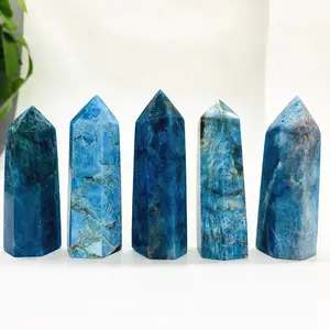 Wholesale Crystal Supplier Clear Blue Apatite Polished Points Bulk Towers For Decoration