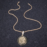 MC5-5-514 Collier pendentif dollar plaqué or, style hip-hop, avec cristaux glacés, pour homme, idéal pour cadeau ou soirée, nouvelle collection de bijoux
