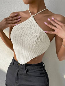 Корейский осенний укороченный вязаный жилет с кружевной вставкой на горловине, топ-накидка на грудь - Product Image 6