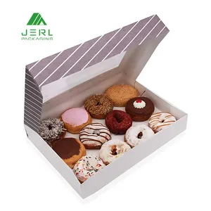 Wholesale White Paper Packaging Box Mochi Cake Donut Boxes for Donuts Food Pastries with Clear Window