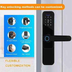 Poignée de porte intelligente <span class=keywords><strong>WiFi</strong></span> en bois avec empreinte digitale et mot de passe Serrure de porte de type <span class=keywords><strong>code</strong></span> avec option de stockage de données sur carte mémoire - Product Image 2