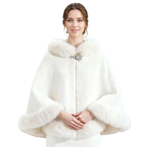 Capa Elegante de Piel Sintética de Visón para Mujer, con Ribete de Felpa, para Vestidos de Noche de Invierno y Trajes de Novia - Product Image 5