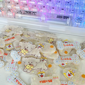 Blancs acryliques Pastel pour la découpe laser Coral Candy Rainbow Color Sublimation Keychain Anime Style Plexiglass Keychain - Product Image 4