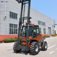 Meilleur chariot élévateur tout-terrain diesel pas cher de 3 tonnes, 4 tonnes, 5 tonnes avec rotateur et fourches à bois