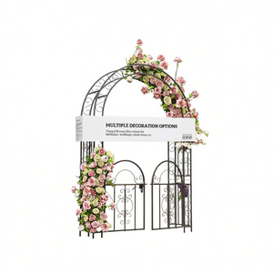 Arche de mariage en acier avec portail, arche métallique durable pour événements en plein air - Product Image 1