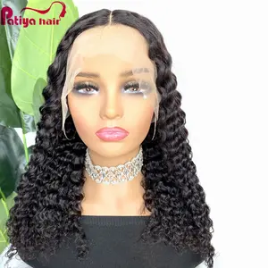 10 12 14 16 18 20 22 24 26 28 30 32 34 36 38 40 inch 1b Transparent Lace Frontal Wig 13*4 Deep Wave Raw Indian Human Hair Wigs