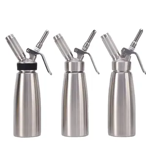 Distributeur de crème fouettée professionnel Fouet à crème en aluminium Durable Fouet Canister Siphon à fouetter avec 3 buses de décoration