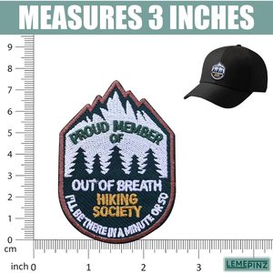 Out Of Breath Hiking Society Embroidery <b>Patch</b> 3 Inches Iron <b>On</b> <b>Sew</b> <b>On</b> Travel Applique <b>Patch</b> - Product Image 3