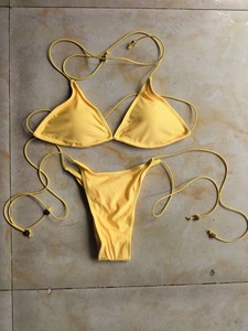 STOCK 10 colori cravatte dettagli base costumi da bagno donna perline cinturino fine brasiliano Set Bikini S-L - Product Image 6