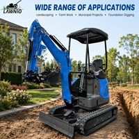 Mini-excavatrice LAWNIO 18L avec cabine, moteur Kubota D722, commande pilote, chenilles en caoutchouc, pour travaux agricoles et chantiers professionnels, directement de l'usine