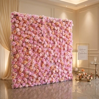Bouquet de roses artificielles carrées roses BBGS, décoration murale florale en soie moderne faite à la main et durable pour mariage, événement, photomaton