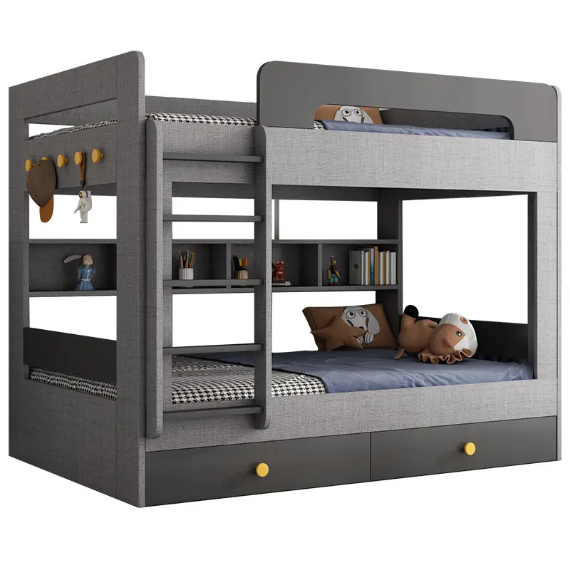 Современные комплекты для мальчиков, детская мебель для спальни, деревянная кровать из МДФ для девочек, детская двухъярусная кровать с ящиком для хранения, лестница