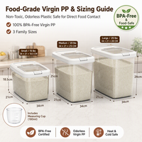 Conteneur de stockage de riz transparent hermétique avec couvercle rabattable, distributeur de céréales sèches en plastique avec tasse doseuse pour la cuisine