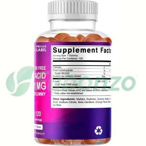 Gomitas de Ácido Fólico Oem 1000mcg, Vitamina B9 Prenatal Esencial, Suplemento Vegano, 60 Unidades, Apoya <span class=keywords><strong>el</strong></span> Crecimiento y <span class=keywords><strong>Desarrollo</strong></span> <span class=keywords><strong>del</strong></span> Bebé para la Madre - Product Image 3