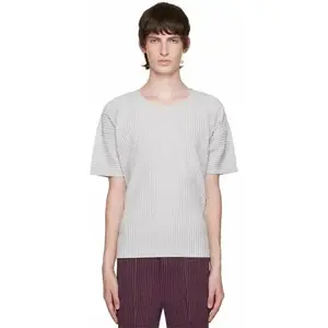 Camiseta plisada de cuello redondo para hombre, Manga corta tridimensional, de talla grande, estilo coreano, ropa informal superior