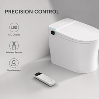 WC intelligent allongé avec télécommande, siège chauffant, lavage féminin et desinfectant pour les hanches, capteur, buse autonettoyante et drainage en S
