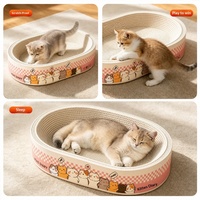 Griffoir pour chat en carton ondulé, coussin griffoir ovale pour chat, lit pour chat, sans débris, écologique, impression personnalisée, vente en gros