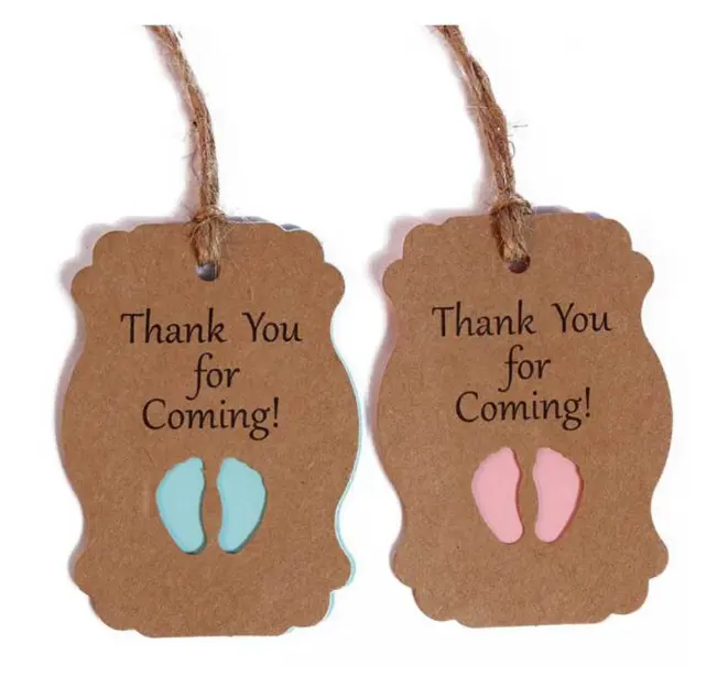 50pcs Thank you for coming Kraft Paper Tag boy girl Baby Shower Gift tags Packag