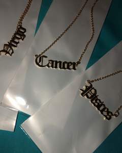 Collar del zodiaco inglés antiguo personalizado, Gargantilla con letras de acero inoxidable, placa con nombre, horóscopo, joyería - Product Image 6